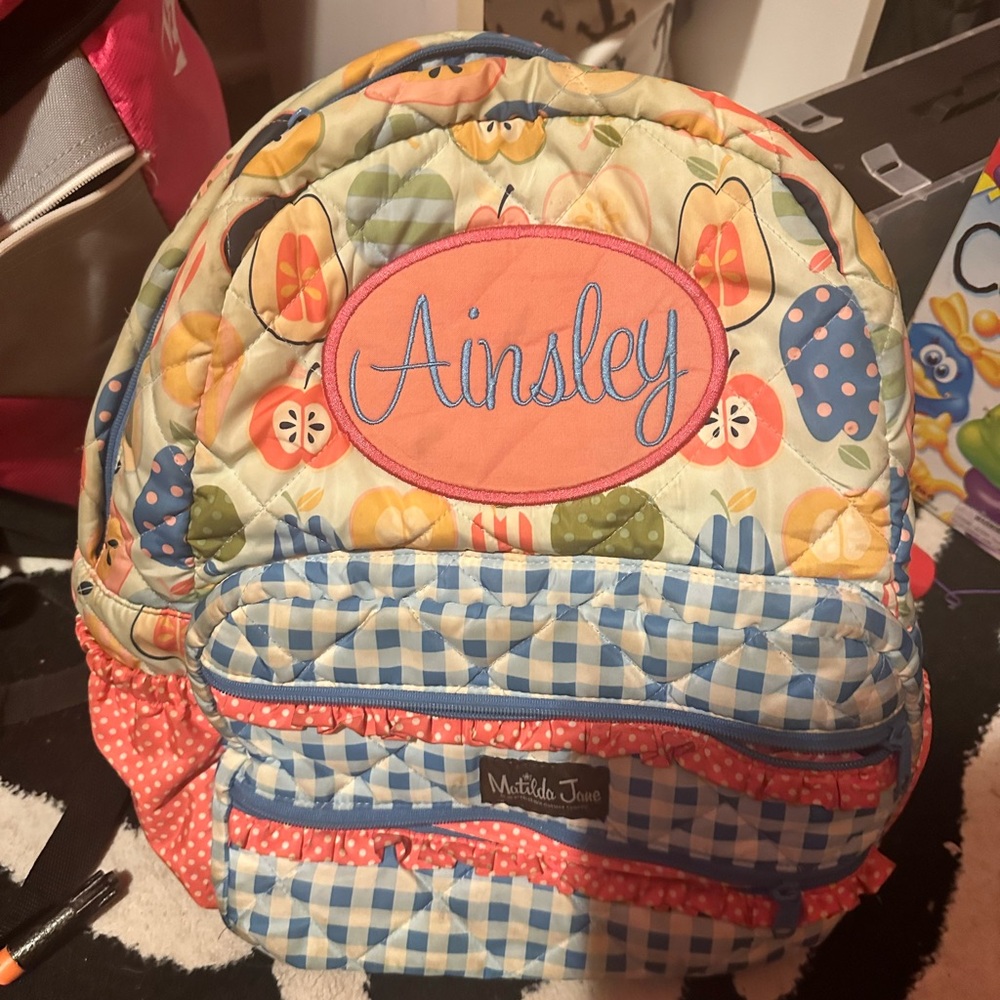 Matilda Jane Colorful Kids' Backpack with Blue and Red Accents